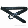 Black PU Leather Belt with Braided Cotton Cords and Covered Buckle